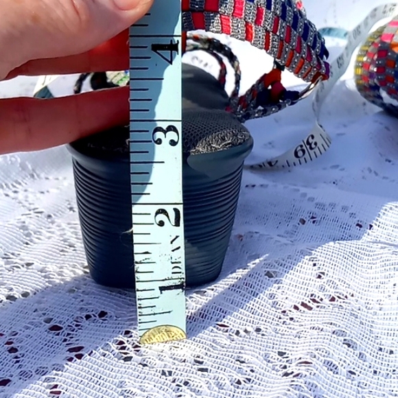 Bernie Mev. Multi Colored Woven Open Toe Strappy Wedge Sandal Size 40 Stretchy - Picture 12 of 14